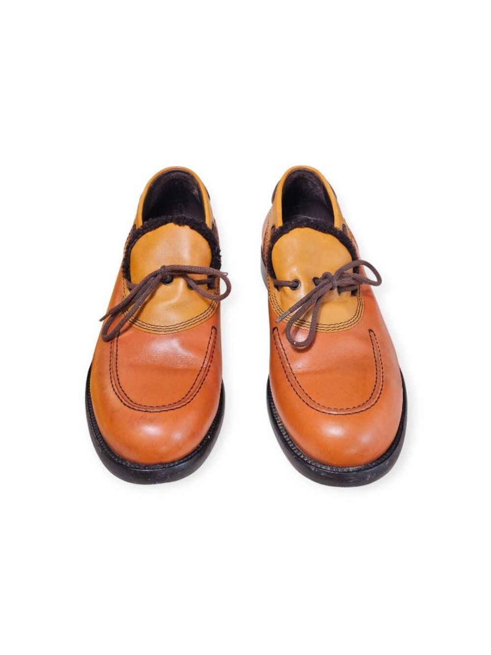 Bottega Veneta Mens Shearling Trim Leather Slip On Loafers EU 44 US 11 Brown